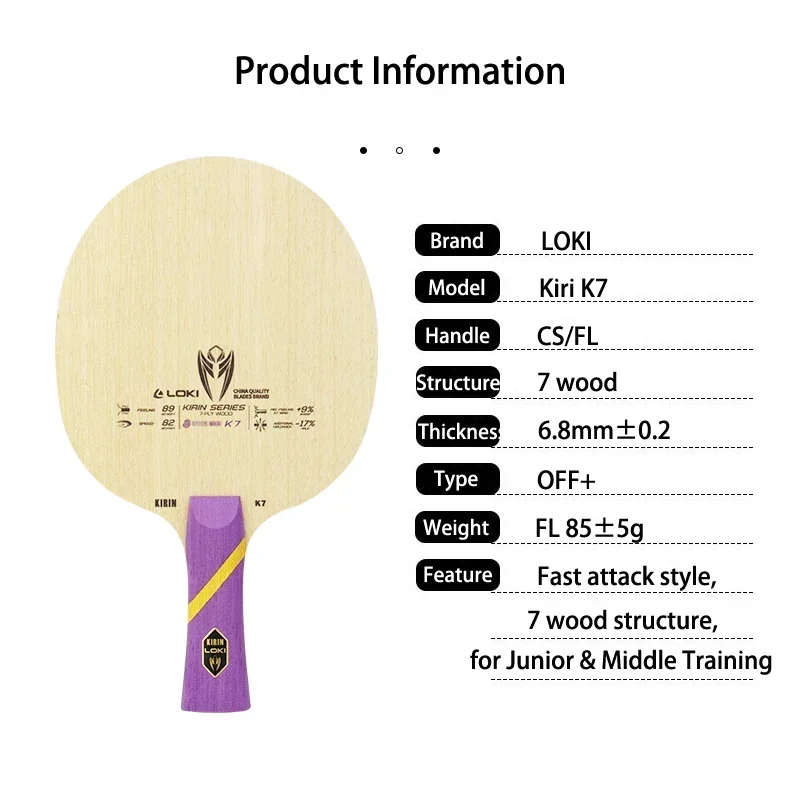Original LOKI Kirin K5 K6 K7 T - đánh giá và giá Table Tennis Touch