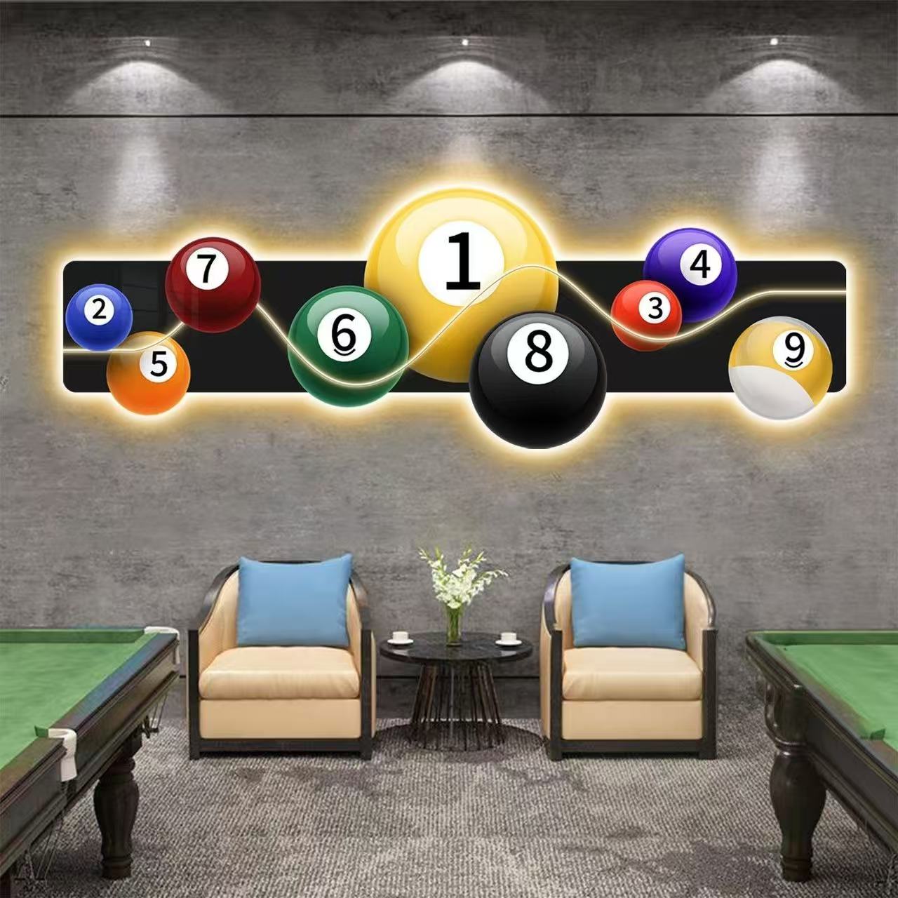 Billiards Hall Decoration Pain - đánh giá và giá Hall Table Tennis